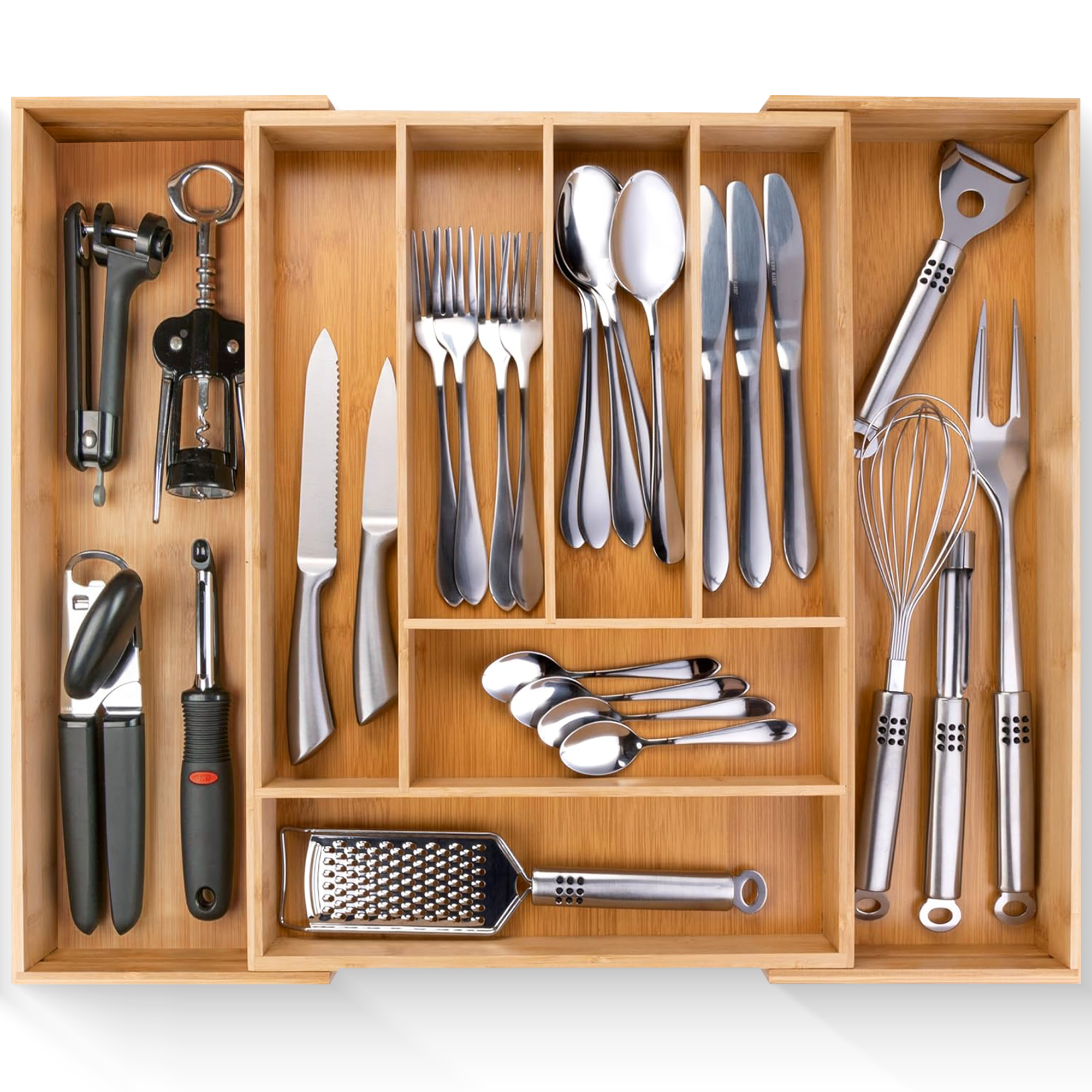 ORGANIZADOR DE CUBIERTOS DE BAMBÚ AJUSTABLE